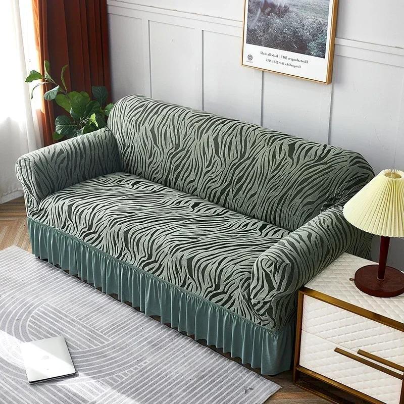 Double Sofa with Large Skirt  Daybed Cover Solid Color Elastic Full Coverage Sofa Cover Fabric Dust Proof Sofa Towel Covers