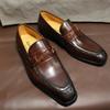 Fashion Classic Men's Cowhide Penny Loafers Casual Office Business Shoes Suitable for Formal Parties And Weddings