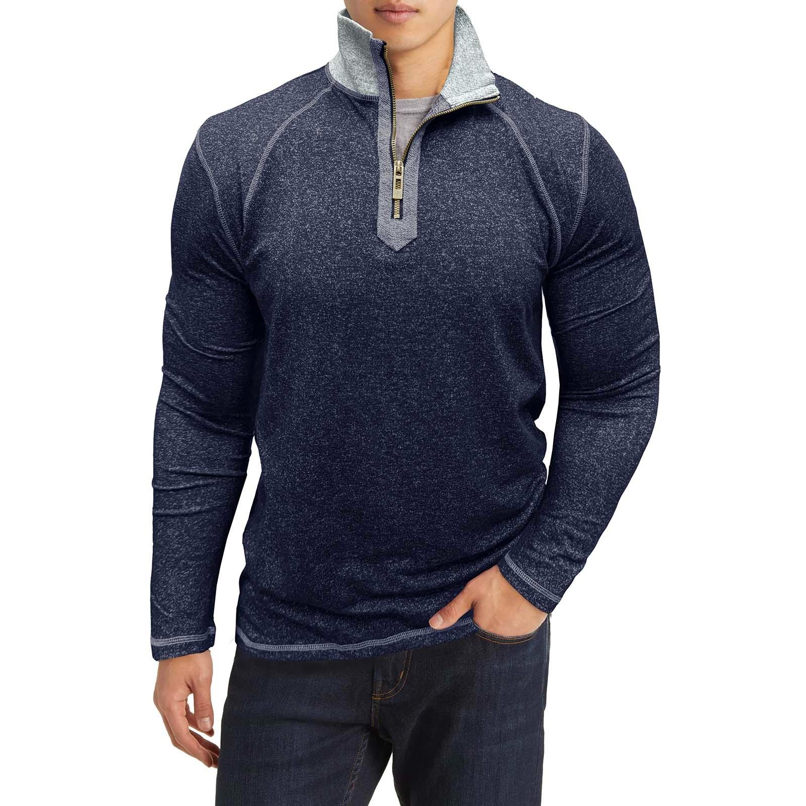 

Мужская осенне-зимняя рубашка с цветным воротником и молнией, мужская рубашка с длинными рукавами M