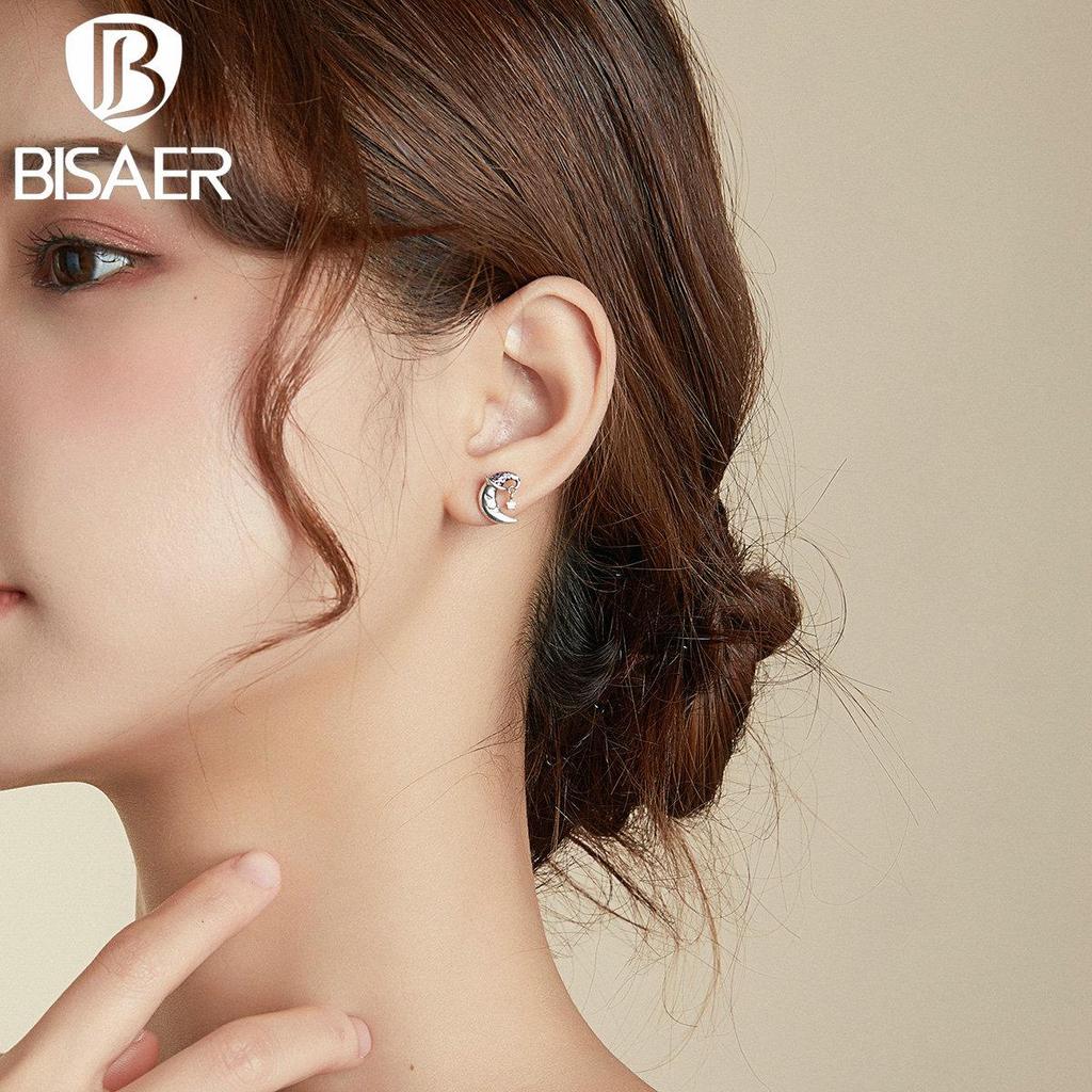 Bisaer Cercei cu știfturi din argint Sterling 925, cu desene animate, Moon Star, violet, neobișnuiți, pentru femei, bijuterii de argint de modă