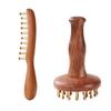 Copper Massage Brush, Gua Sha Comb with Wood Handle And Brass Balls, Brass Massage Tool, Facial Massager for Face, Jawline, Scalp, Eye Care, Body