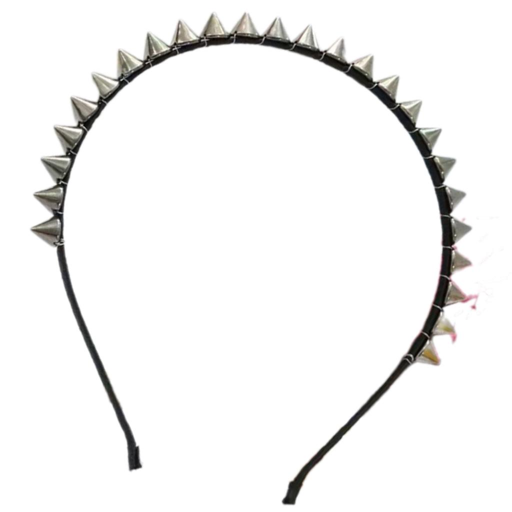 Rebellious Faux Headwrap With Silver Spikes Punk Hair Accessories For Teens Adults Festivals