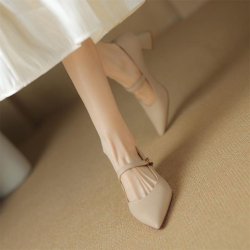 Taoffen Escarpins décontractés pour femmes Fil à coudre Bout pointu Talon haut Mode Souple Talon moyen Solide Décontracté Chaussures pour femme de bureau