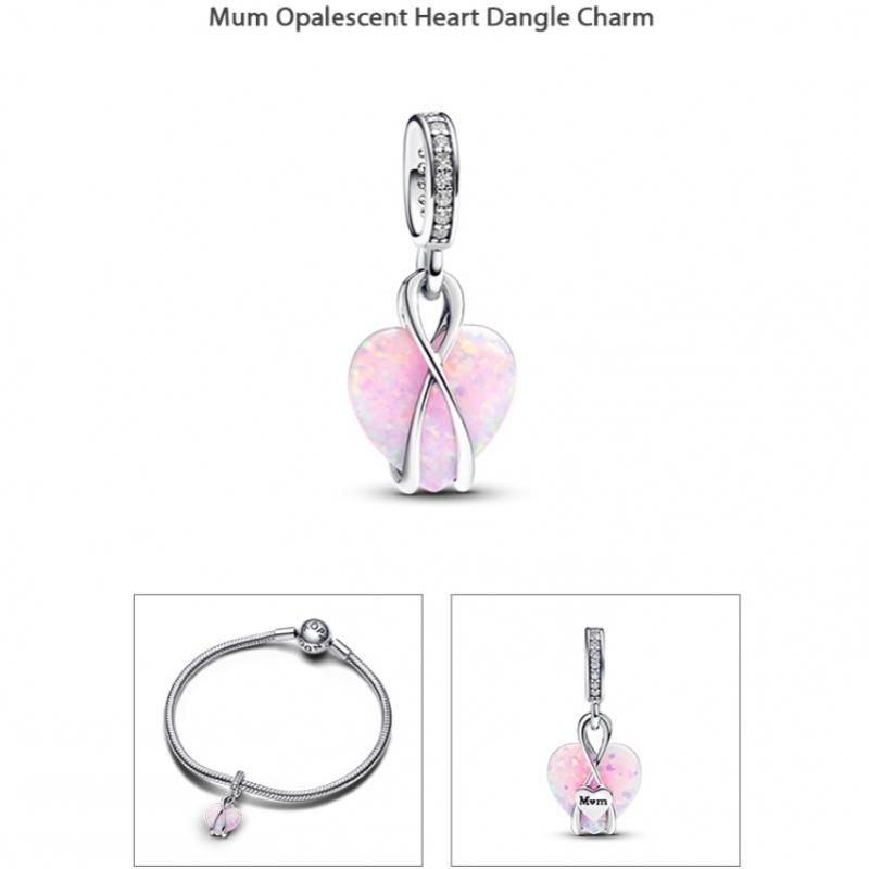 Pandora Mom Opalescent Heart Dangle Charm 793202c01