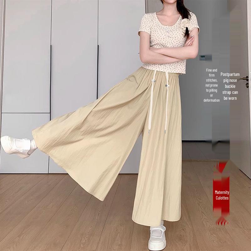 

2026 Summer High-Waist Maternity Wide-Leg Pants Skirt - Slimming, Casual, Petite, A-line, Loose Fit XL