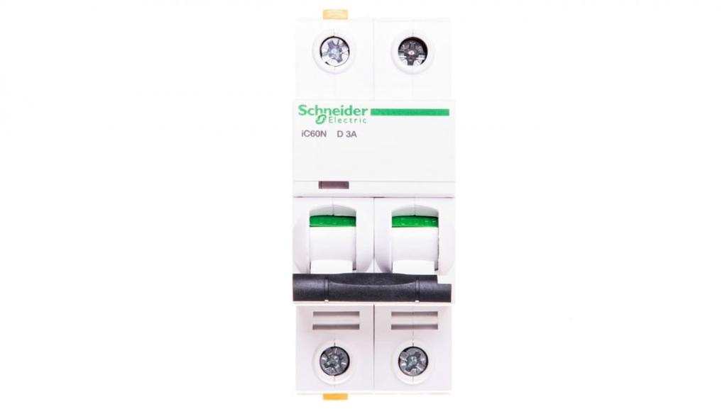 Circuit breaker 2P D 3A 6kA AC iC60N-D3-2 A9F05203