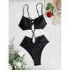 Costume da bagno intero da donna con lacci stropicciati e ritagliati sexy Costume da bagno intero con schiena scrunch femminile Costume da bagno da bagno da donna
