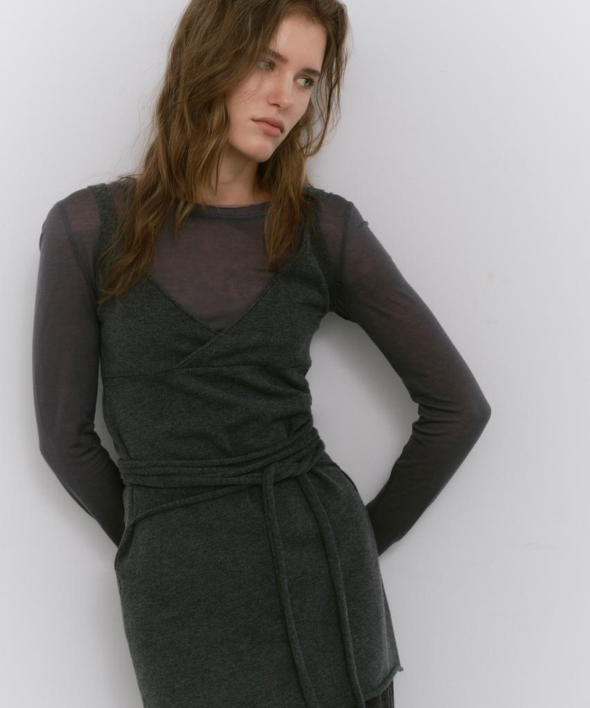 CACELE Raw Cut Strap Dress, Charcoal