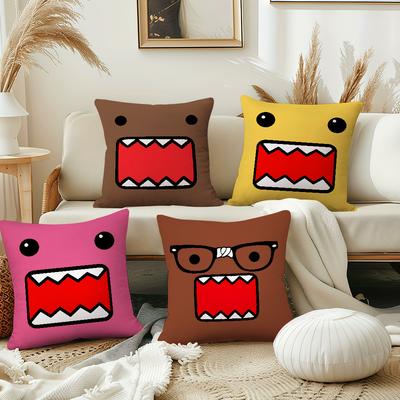 Cute Funny Cartoon Meme D-Domo Kun Pink Brown Comfortable Soft Pillow Case For Sofa Living Room Home Decor Protective Covers