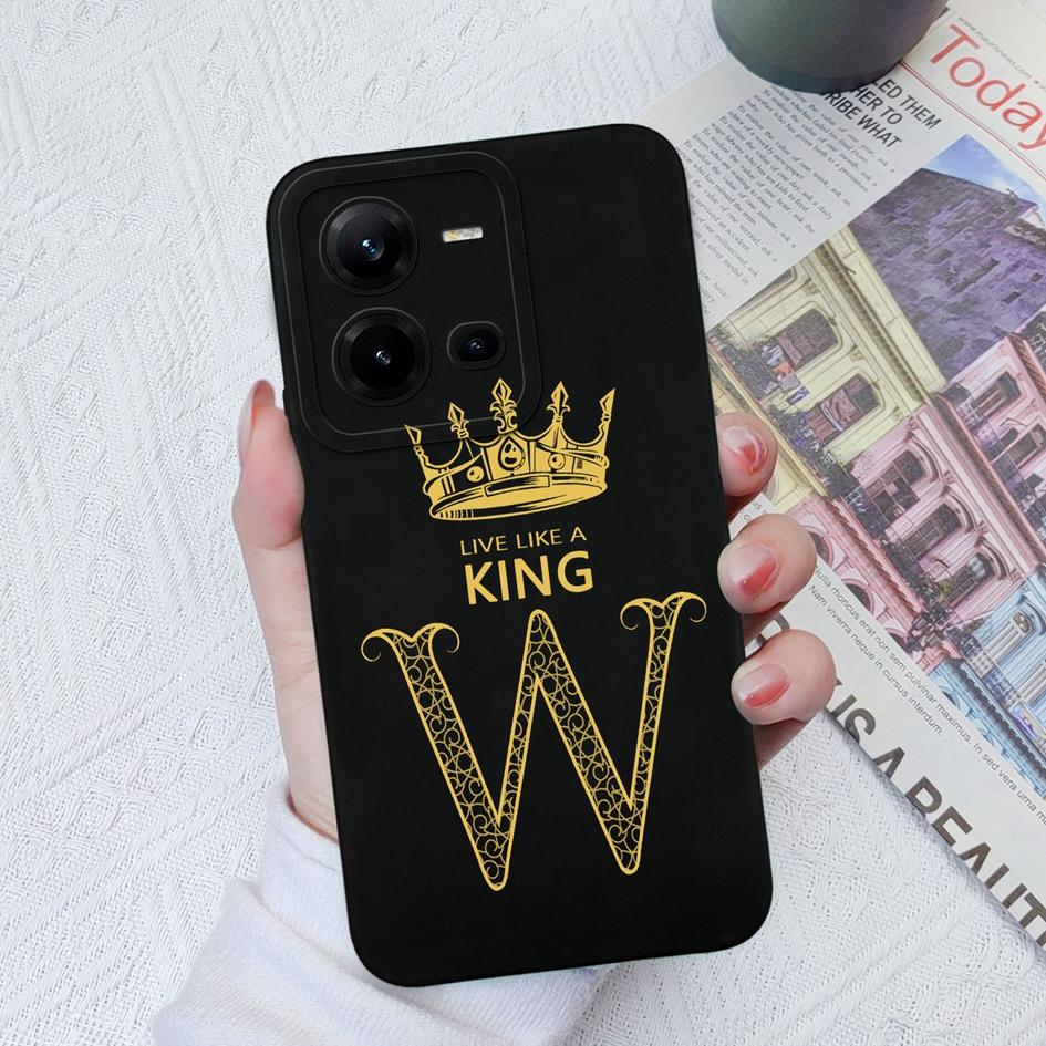 For Vivo V19 V19 Neo V27 Pro V25E V20 V21E V23E V20SE Case Shockproof Cover Luxury Letters Crown Square Soft Liquid Silicone For Vivo Bumper Shell