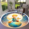 1pc and Fox on Earth with Stars and Planets Round carpet, Made of Polyester,Perfect for Decorating Office Chairs, Living Rooms,Vibrant Decorative Rug