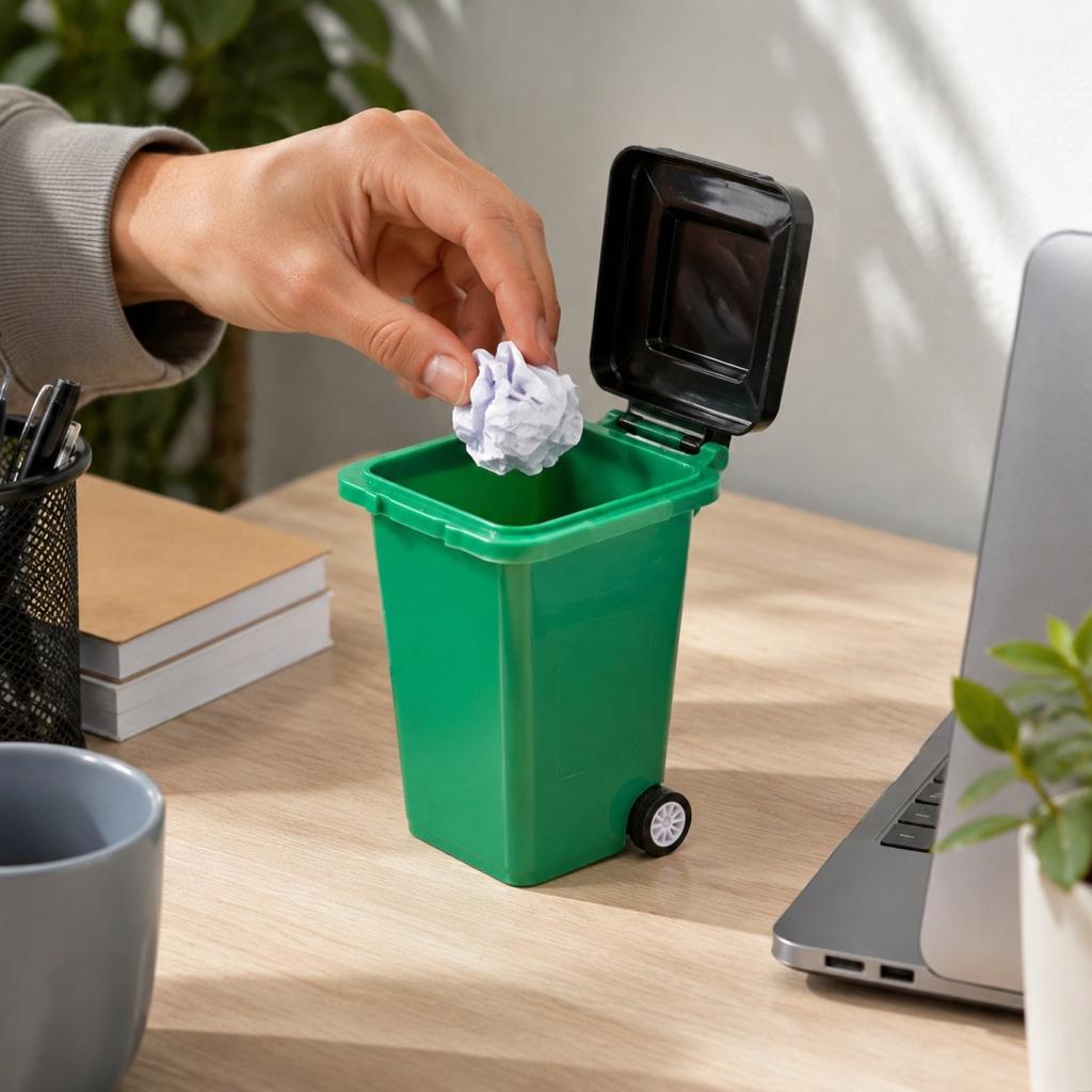 Desktop Can with Wheels, Fun Wastebasket for Home