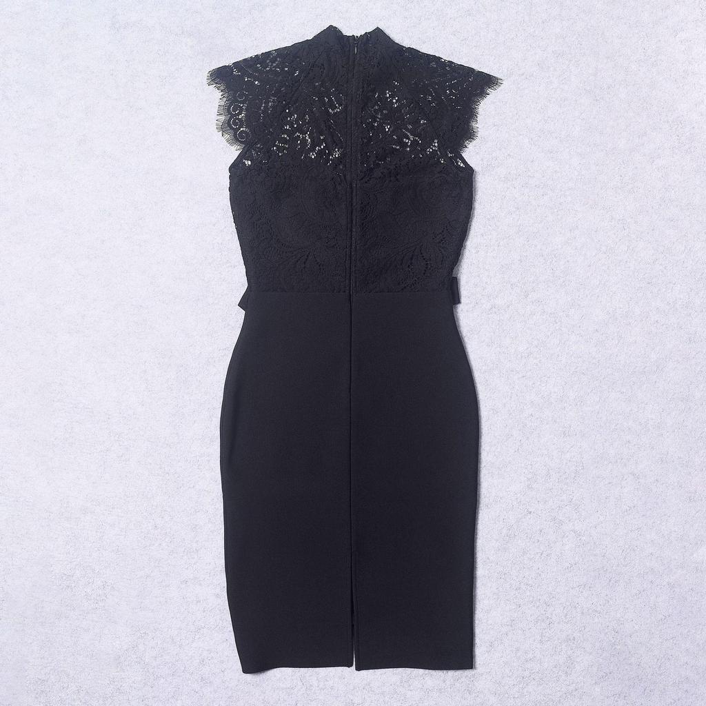 Elegante Kanten Avondjurk met Strik Tailleband - Sexy Doorzichtig, Heupomvangrijk Bandage Jurk