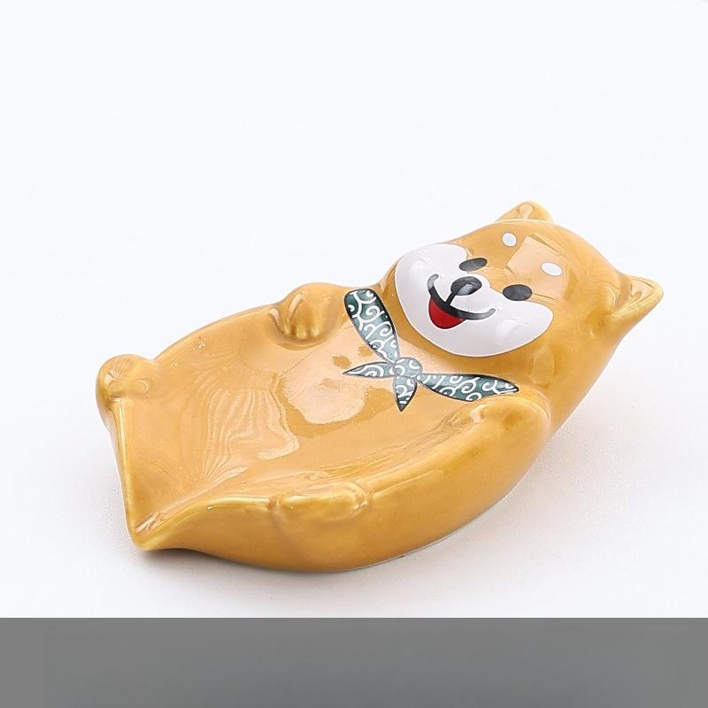 Cute Shiba Inu Ceramic Soap Box Storage Cartoon Soap Box Toilet Drain Shelf Soap Dish Cute Pet