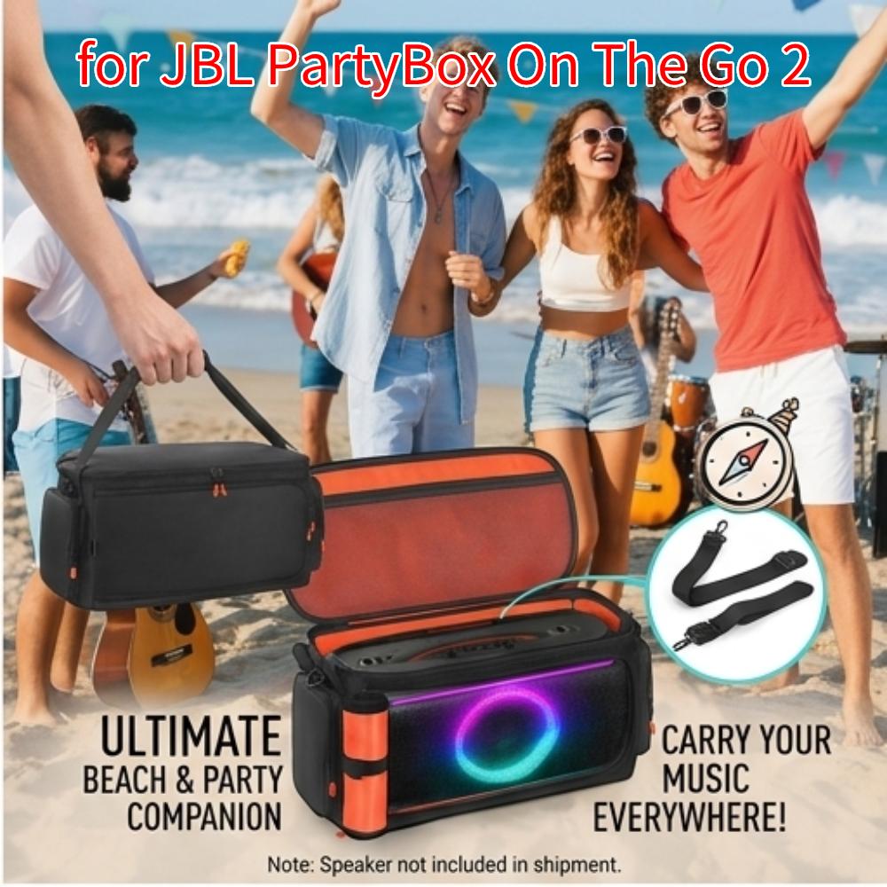 Travel Carrying Case for JBL PartyBox On The Go 2 Speaker Portable Storage Bag with 3 Microphone Slots EVA Shockproof Case