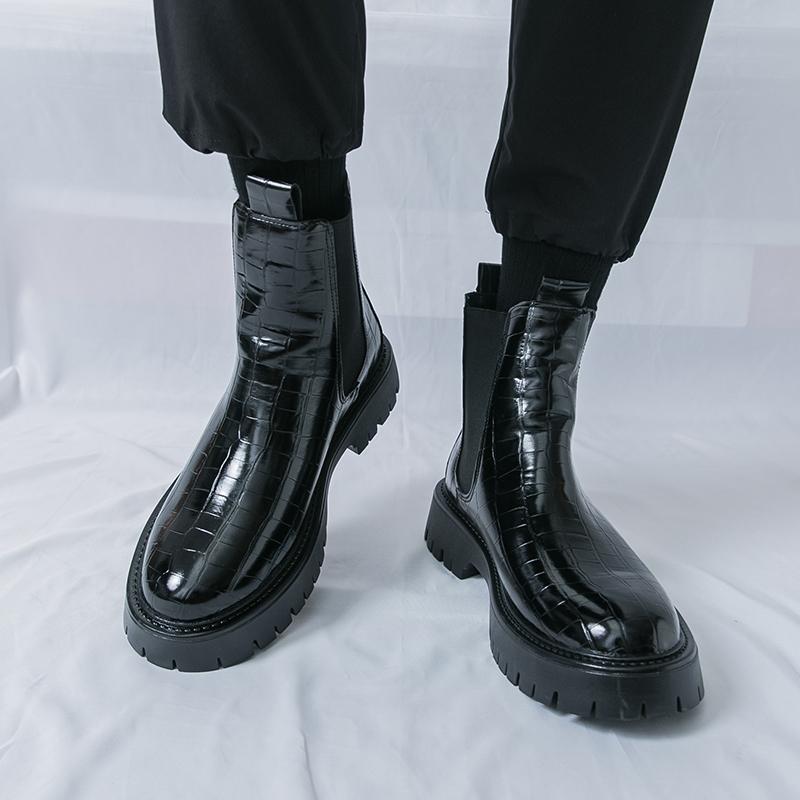 Men'S Thick Soled Boots Fashion Autumn And Winter Styles Work Business Office Outdoor Casual Trendy Leather Shoes 38-46 Hot