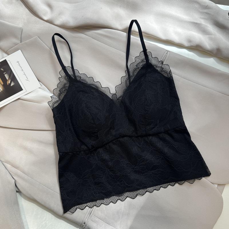 Pure lace beauty back, sling vest, underwear, thin style, with its own chest pad, integrated inside, can be worn outside, sexy base