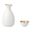 Sake Sake Bottle and Choko White Sake Bottle and Two Sake Mino Ware Perfect for Cold and Hot Made In Japan Ale-net Set, Set, Powder-Polished 1-go