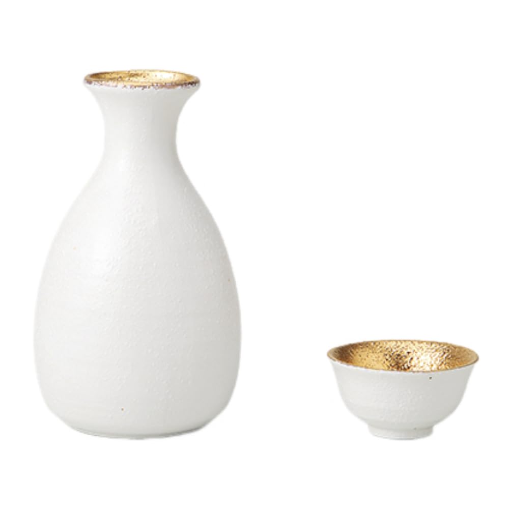 

Sake Sake Bottle and Choko White Sake Bottle and Two Sake Mino Ware Perfect for Cold and Hot Made in Japan Ale-net Set, Set, Powder-Polished 1-go белый