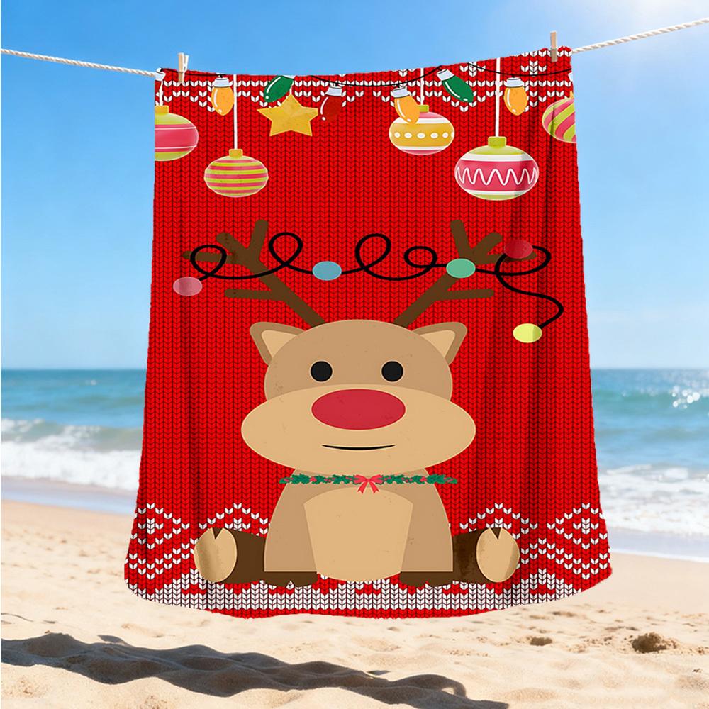 1pc Christmas Deer Outdoor Flannel Blanket, Cozy & Warm Soft Te Playful Design, Napping Camping,
