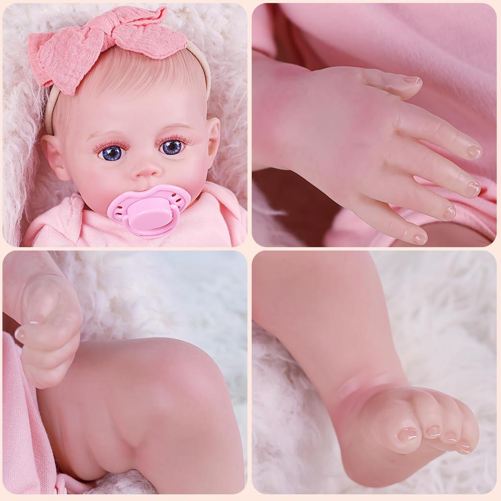 ROERHE Reborn Baby Vinyl Baby Realistic Cloth Perfect for Parenting Doll Therapy Doll, Doll, Girl, Body, 45cm, Newborn, Practice, Gift,