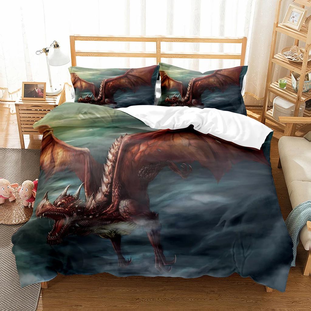 Comforter Cartoon Dragon Fly Dragon Wild Animal Comforter For Kids Boys Men Bedding Set Lightweight Soft