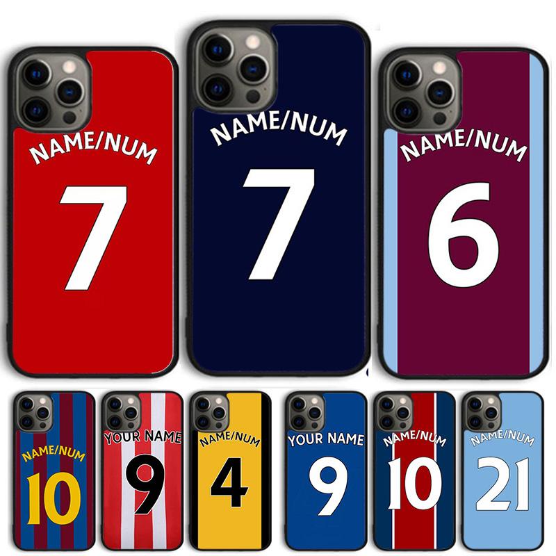 Personalised Football Name Number Phone Case Cover For iPhone 17 Air 15 16e 11 13 14 Pro Max 12 Plus Max Fundas