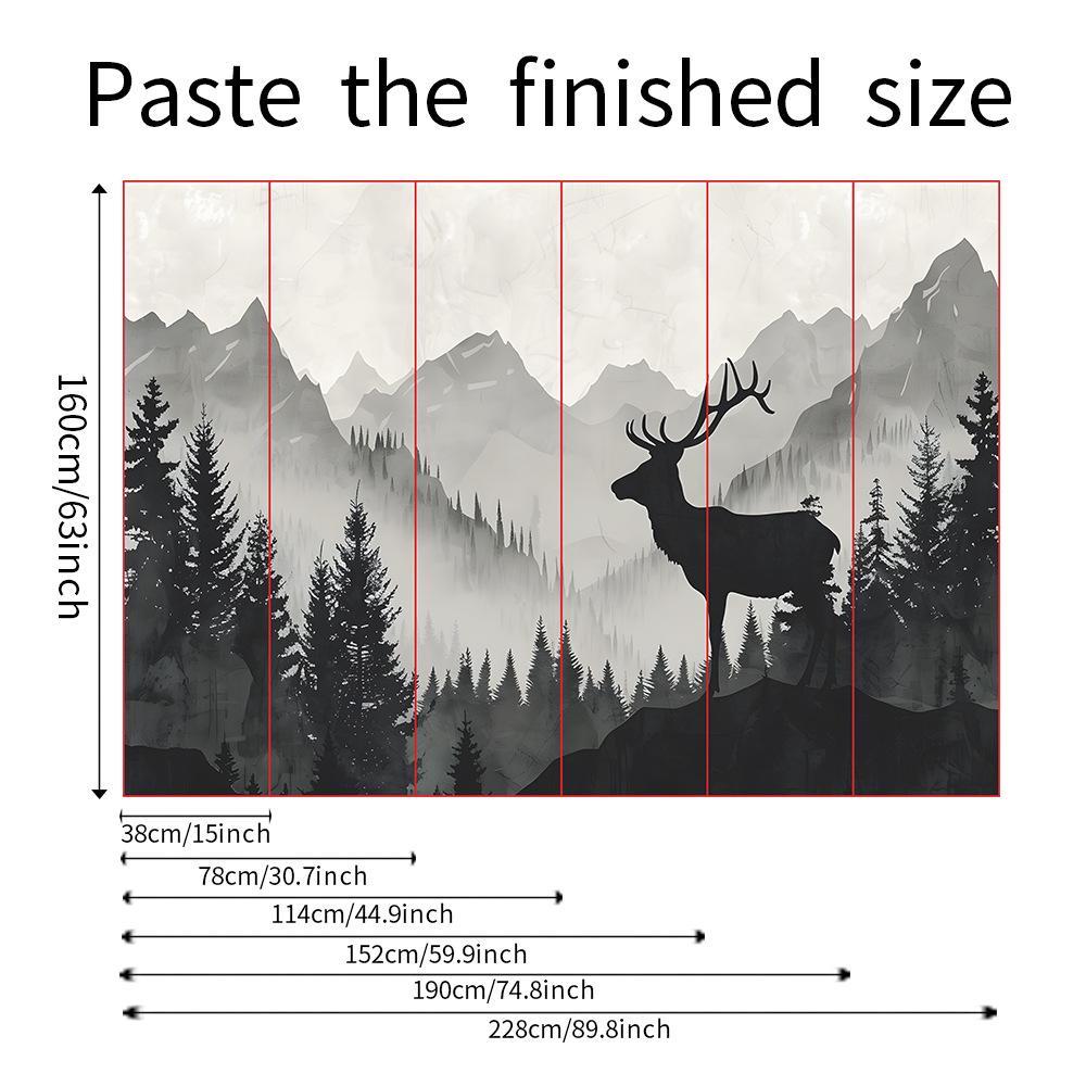 

Fun-L040 Лесной лось спальня гостиная домашний фон стена украшение декоративные настенные наклейки 38*160CM*6PCS/fun-L040