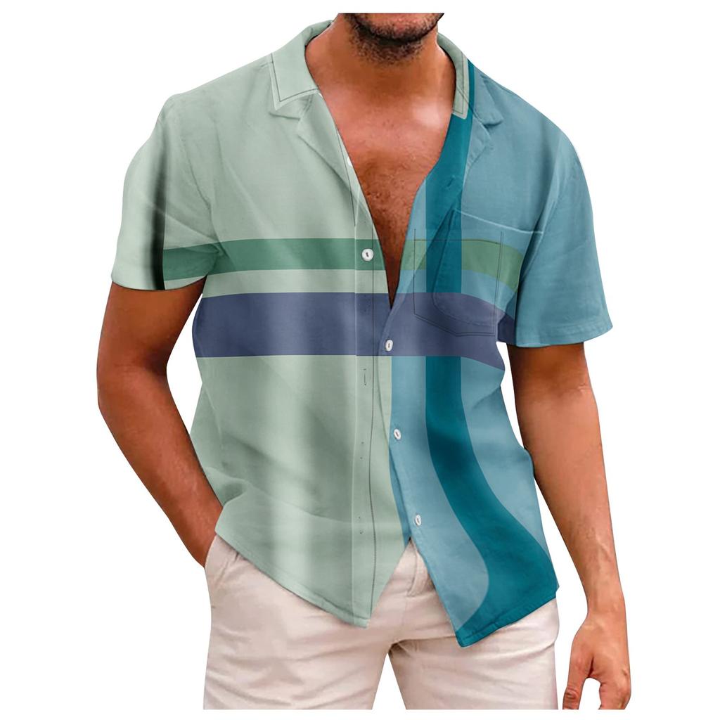 Cămașă cu mânecă scurtă, cu mânecă scurtă, la modă mare, cu imprimeu, pentru bărbați