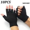 10pcs/5 Pair Outdoor Sports Breathable Elastic Fingerless Gloves, Black & Gray, Ideal for All Seasons, Unisex Fingerless Gloves