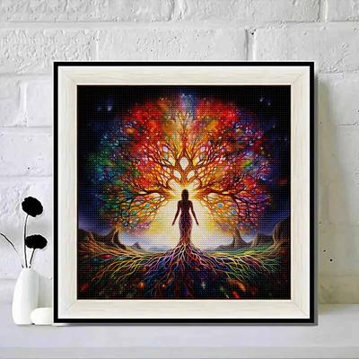 New Arrival 5D DIY Full Circle Diamond Painting "Trees, Sea and People" Embroidery Cross Stitch Home Decor Gift