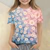 Tricou Casual cu Mânecă Scurtă și Imprimeu Floral pentru Copii, Croială Largă, Gât Rotund, Ușor și Respirabil, Tricou de Vară pentru Băieți și Fete