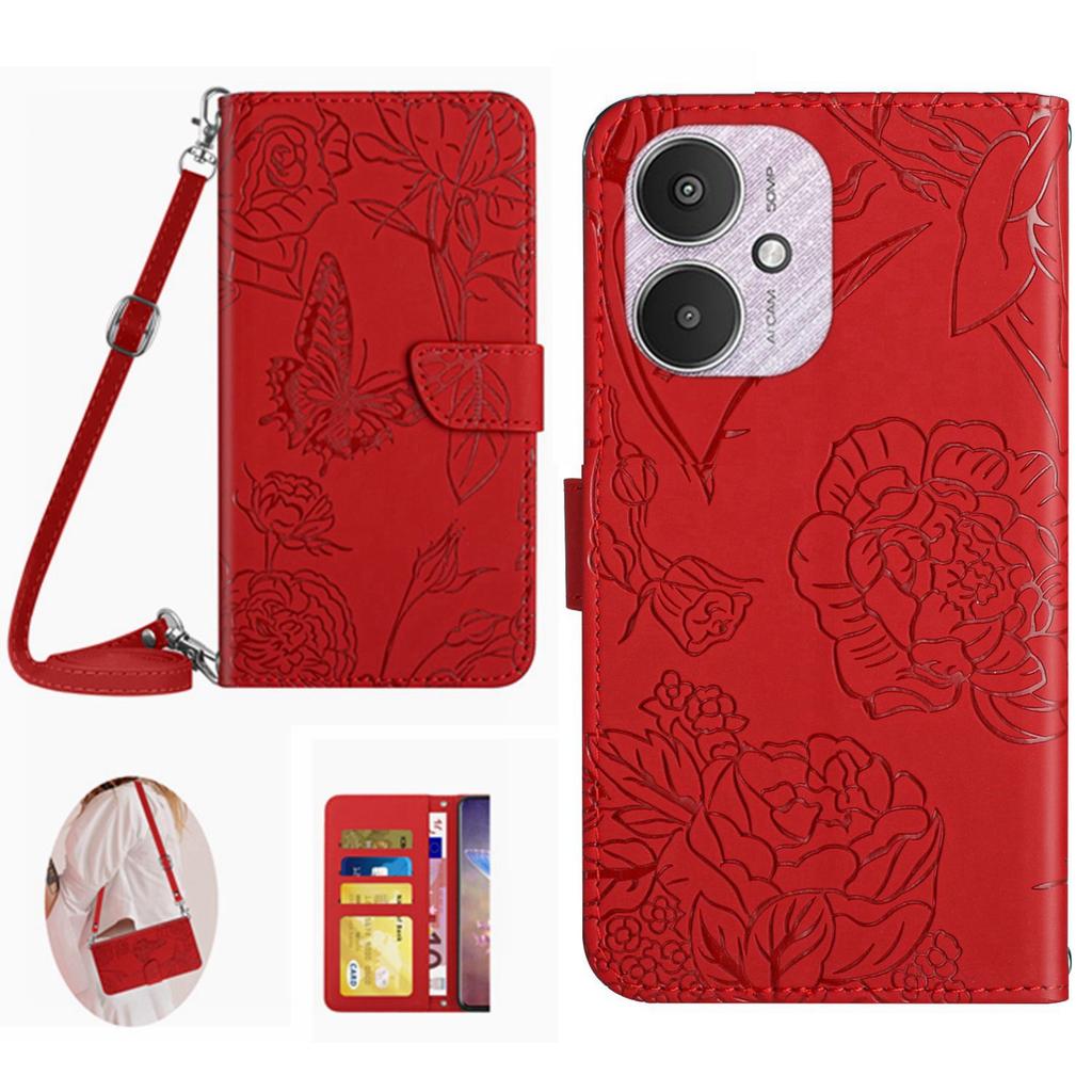 HT03 For Xiaomi Redmi 13C 4G/5G/13R 5G/Poco M6 5G/Poco C65 4G Crossbody Leather Case Phone Wallet Stand