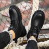 FashionMen Shoe Leather Men's High Top Shoes Classic Motorcycle Boots Riding Mid-Calf Ankle Boots Leisure Walk Non-Slip Man Basic Boots