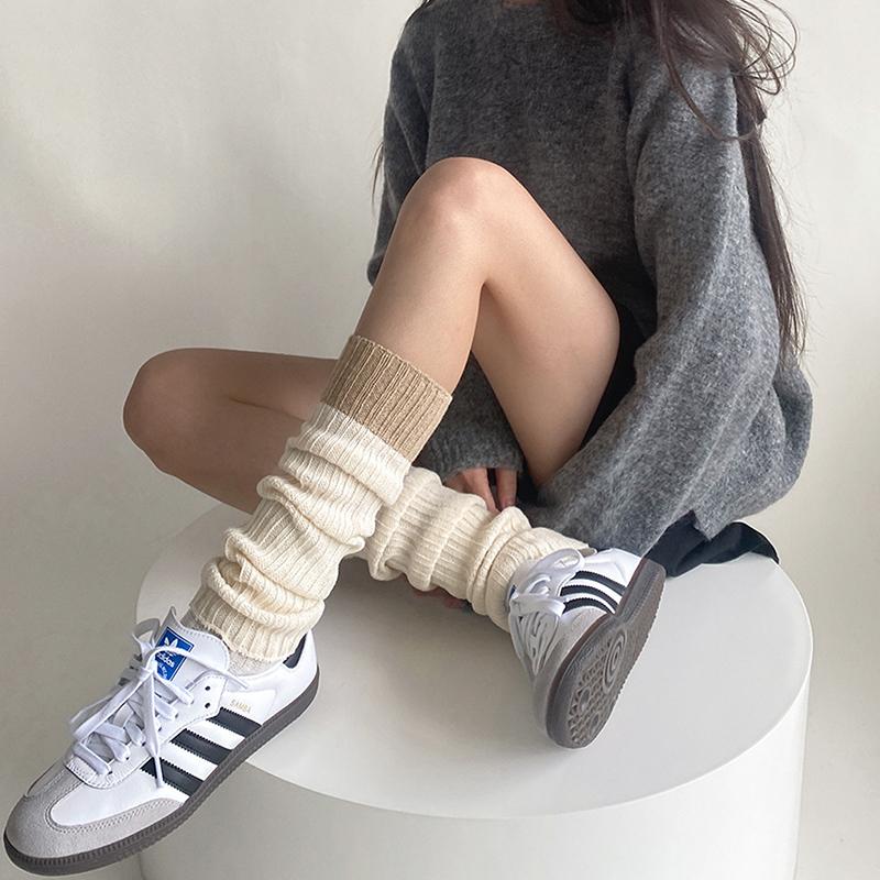 Contrast Color Stitching Leg Cover Simple And Versatile Multi-Color Warm Socks