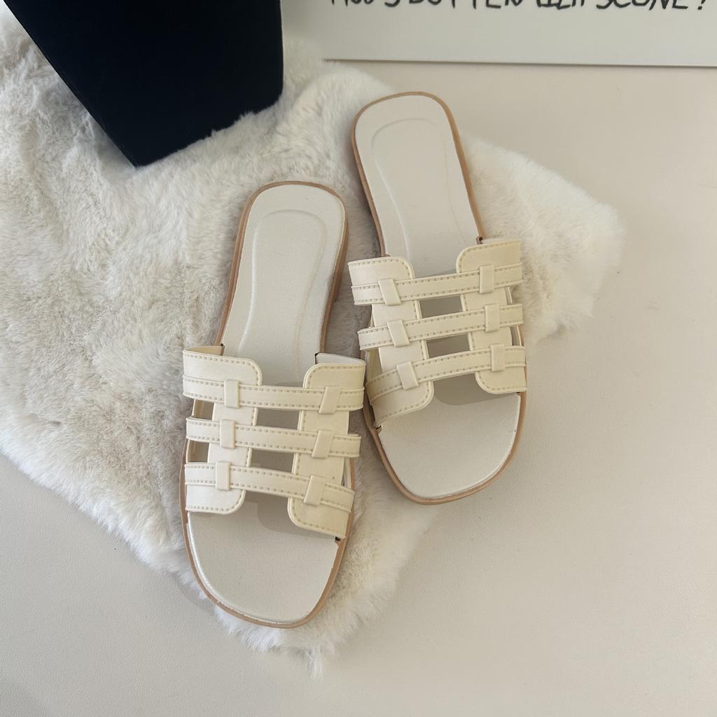 Summer new cross-strap slippers women's simple one-word drag fashion versatile Internet celebrity ins