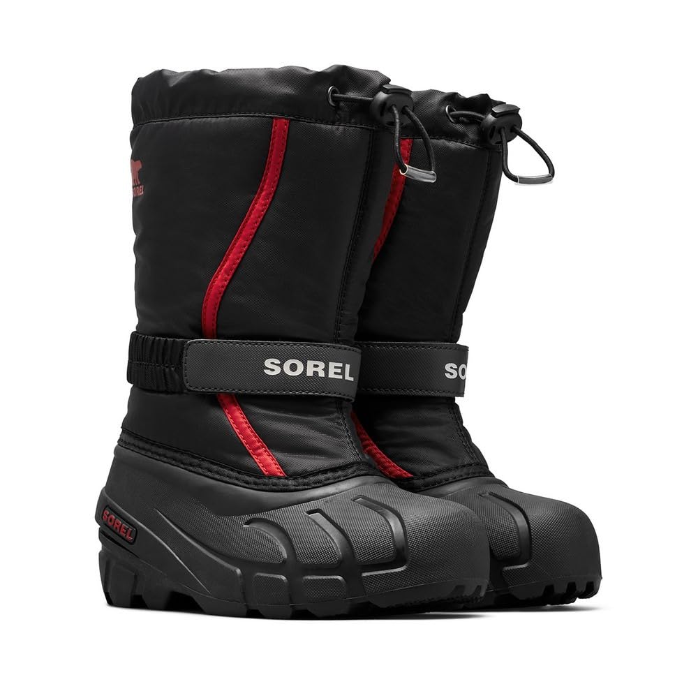 Sorel Kids' Flurry Boots, Size 20.0cm, Black, Bright Red