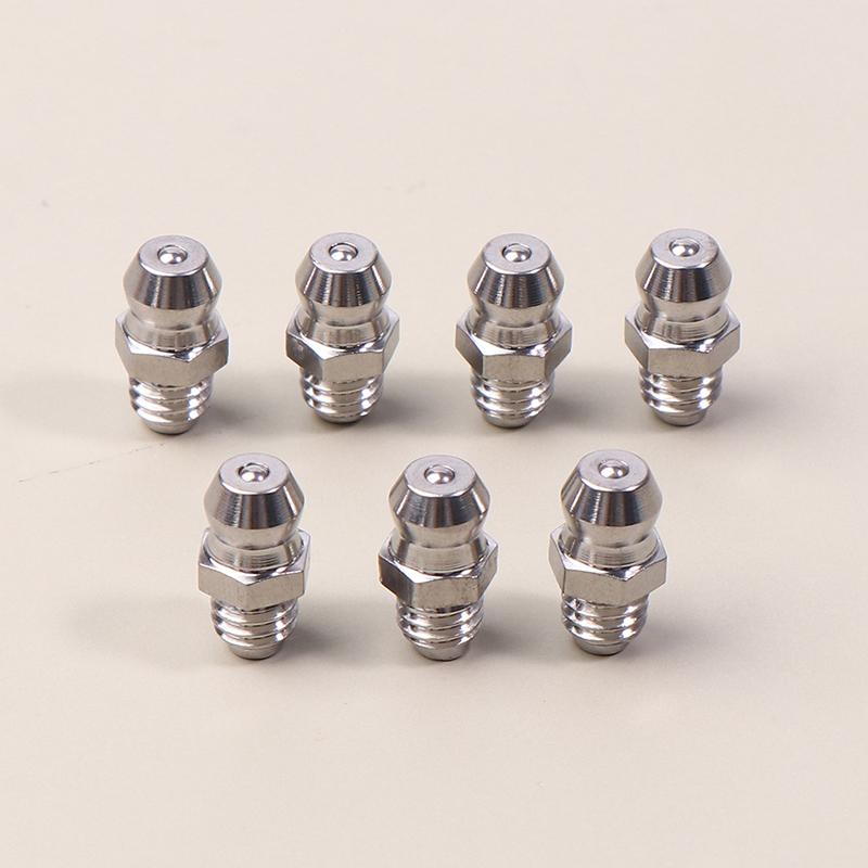 10Pcs 201 Stainless Steel M6 Thread Straight Hydraulic Grease Fitting Grease Nozzle Connection Grease Nipples For Bearing