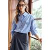 Classic Lapel Striped Shirt Spring New British College Style Shirt Underwear Cardigan Jacket Top