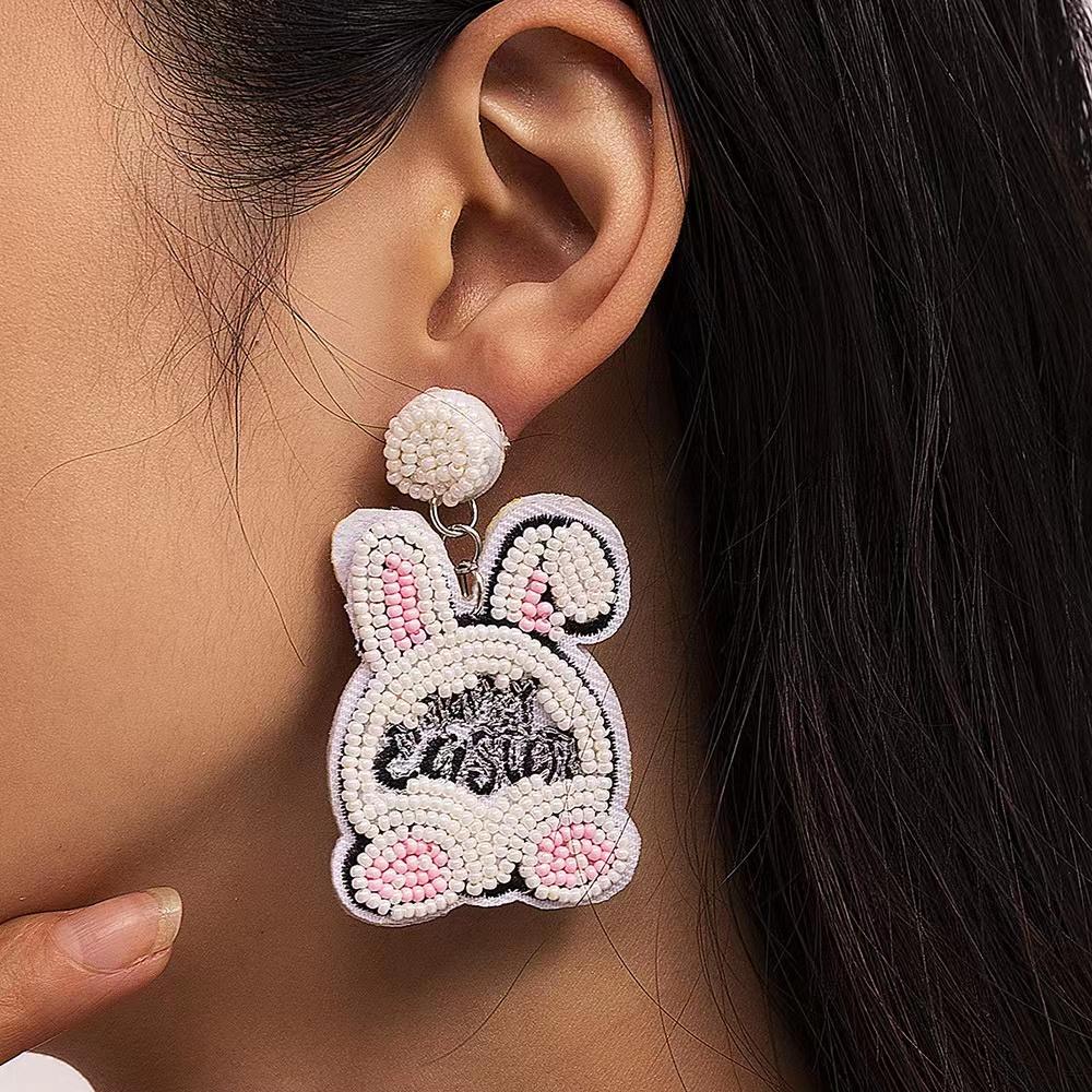 

Модные и милые серьги ручной работы с рисовыми шариками, серьги в стиле кролика, универсальный женский тренд