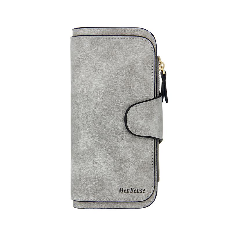 Portofel Triplu Mat pentru Femei în Stil Coreean cu Închidere cu Capsă și Suport pentru Carduri de Mare Capacitate