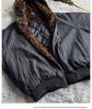Unisex Hooded Winter Jacket with Vertical Stripes, Leopard Print Lining, and Color Block Patchwork.