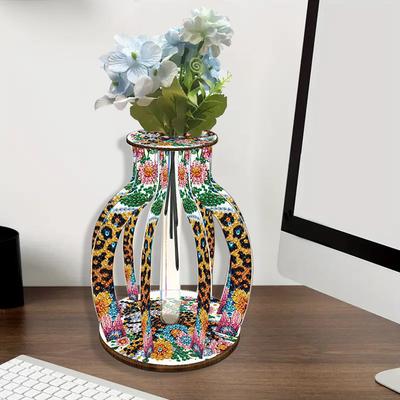 Diamond Art Kits Decorative Vase Wooden 3D Crystal Mosaic Craft Tabletop Decoration Diamond Painting Kit for Adults
