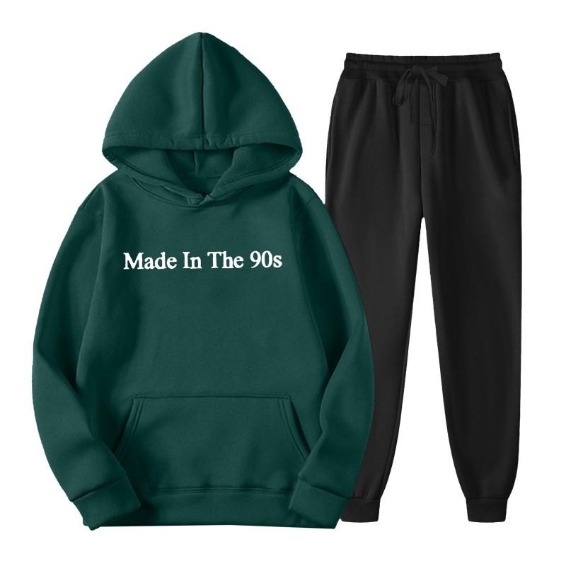 Trendy Unisex Hooded Fleece Lined Sweatshirt Tracksuit
