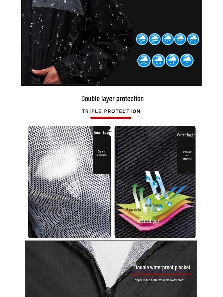 Adult One-Piece Long Raincoat: Fashionable, Thickened, Lengthened Outdoor Windbreaker & Cycling Poncho