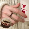 French Vintage Red Oval Women's 925 Silver-Plated Adjustable Ring - Korean Style Influencer Chic