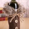 1Pc Christmas Wine Bottle Cover With Plush Collar,Polyester Wine‑Bottle Sleeve for Holiday Party,Home Decoration