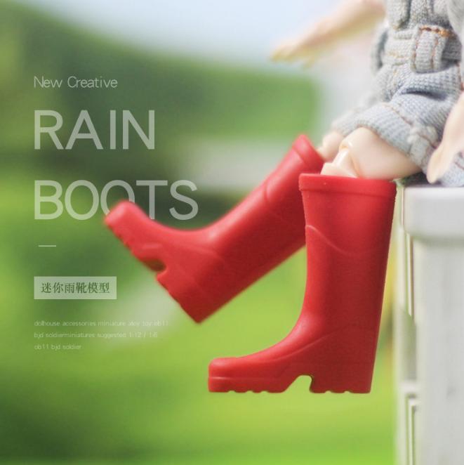 1/6 1/12 Doll House Simulation Miniature Mini Long Rain Shoes Boots Model Decor
