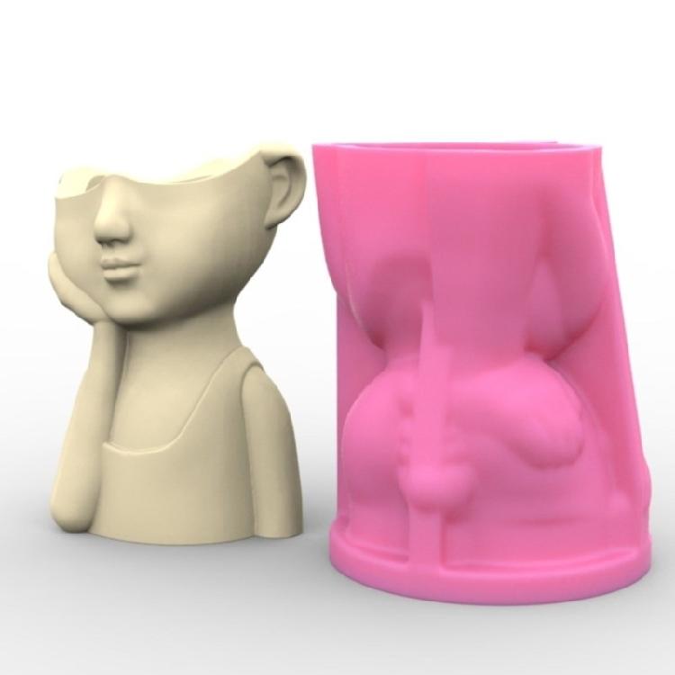 Silicone Molds Resin Casting Mold Home Decorations Cute Boy Candle Cup Mold Flowerpot Molds Gift for DIY Craft Lover