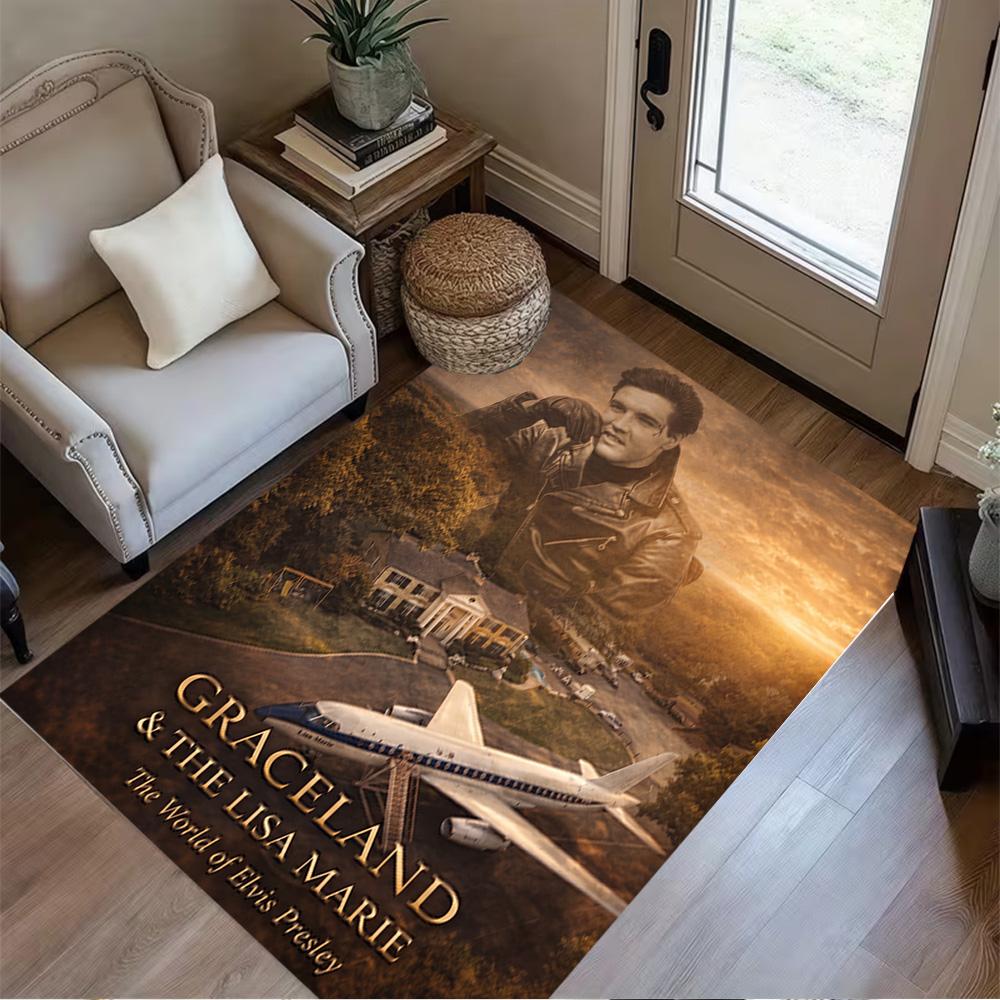 Elvis Presley: Rock Roll Carpet Perfect for Entryway Study room Balcony Game Room Anti-slip Rug Anime Office Decor Best for Christmas